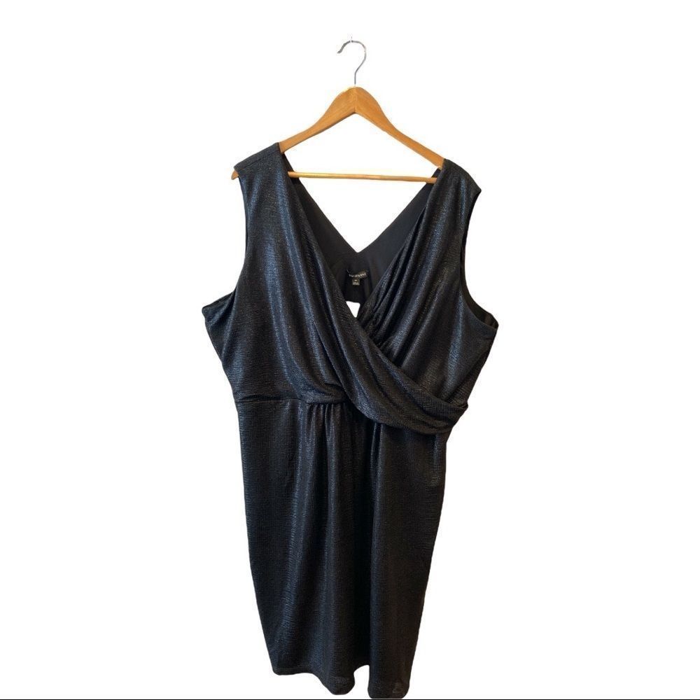 NWT Lane Bryant Black Sparkle Dress Sleeveless V Neck Elastic Waist Size 26
